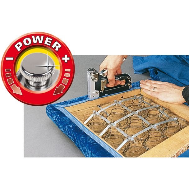 Capsator manual 7 + 100 capse Wolfcraft 7089000, pentru capse tip 053 de la 4 - 14 mm, carcasa din metal