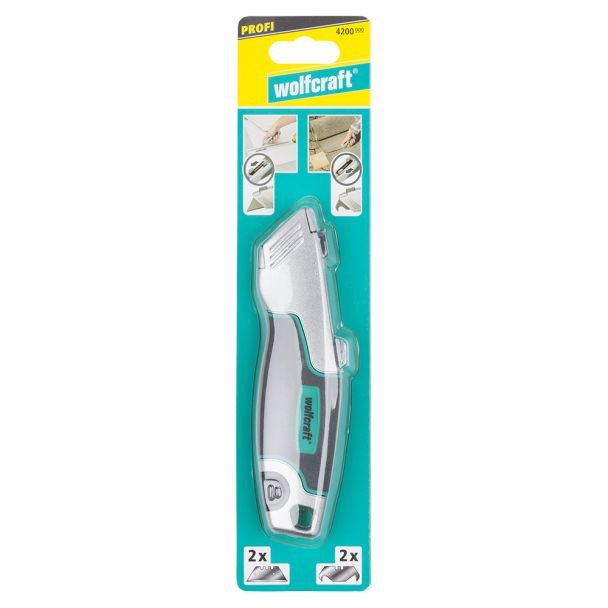 Cutter profesional Wolfcraft 4200000, lama retractabila, cu magazie pentru lame