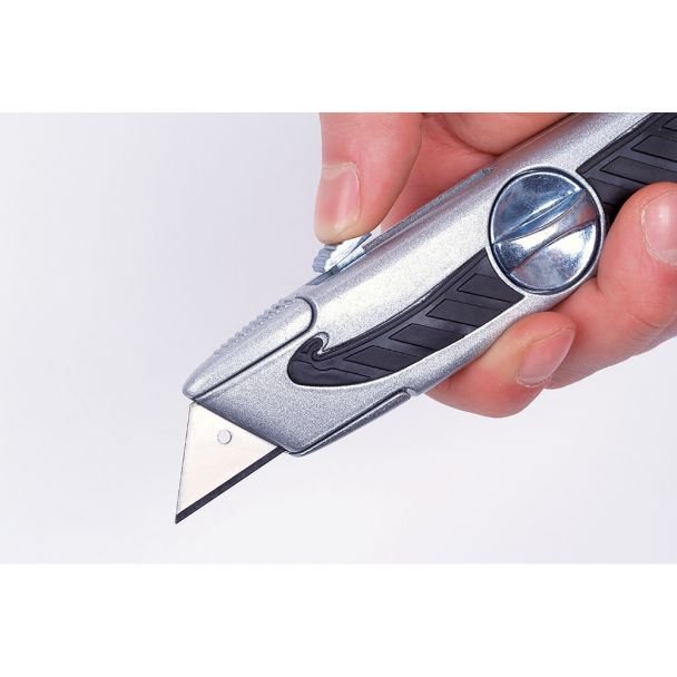 Cutter standard cu lame trapezoidale Wolfcraft 4133000, carcasa din metal cu aplicatii de cauciuc