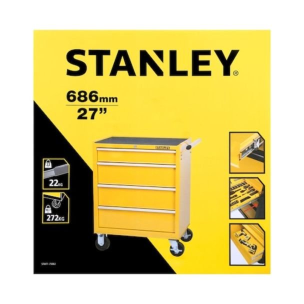 Dulap de scule mobil Stanley STMT1-75063, cu 4 sertare, 63 cm, metalic