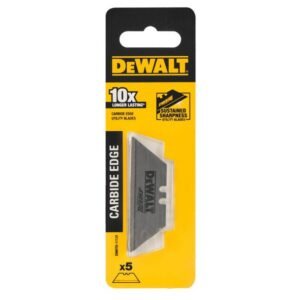 Lama trapez pentru cutter Dewalt DWHT0-11131, 62 x 19 mm, varfuri ascutite, muchie Carbide, set de 5 bucati