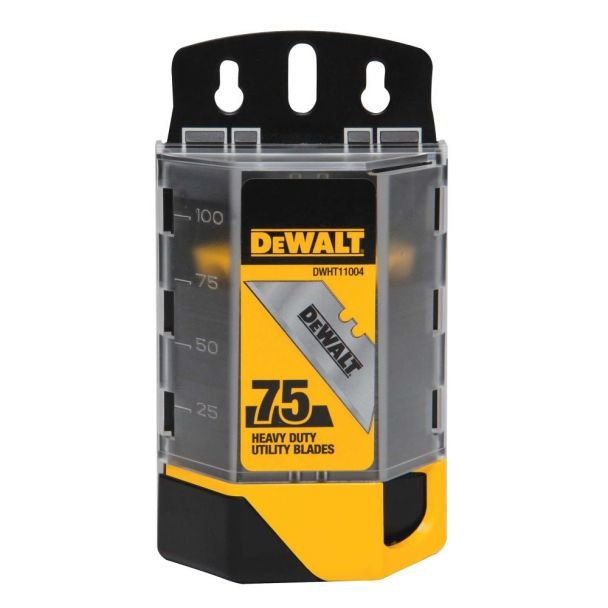 Lama trapez pentru cutter Dewalt DWHT11004-7, 62 x 19 mm, varfuri ascutite, set de 75 bucati