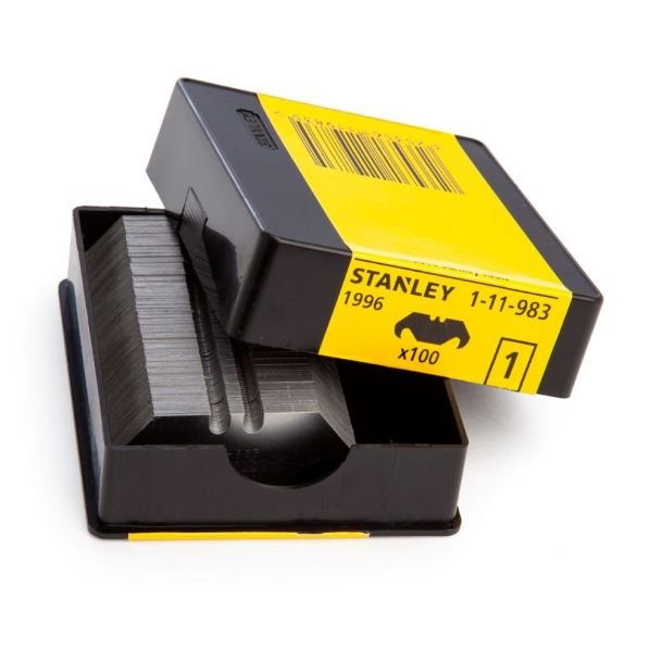 Lama trapez pentru cutter Stanley 1-11-983, 62 x 19 mm, varf tip carlig, set de 100 bucati