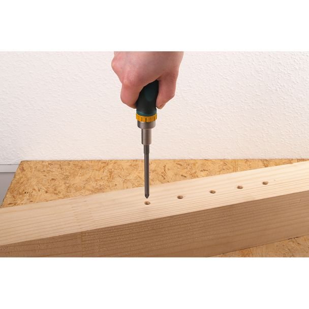 Mini-surubelnita clichet + 5biti Wolfcraft 1237000, lungime surubelnita 116 mm, 2 biti drepti: 0, 6x4, 5 mm, 1, 0x5, 5 mm, 3 biti PH: 1 - 2 - 3