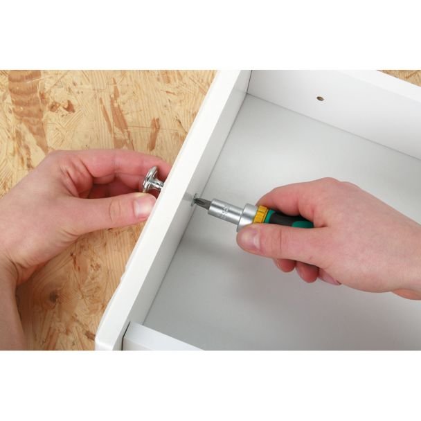 Mini-surubelnita clichet + 5biti Wolfcraft 1237000, lungime surubelnita 116 mm, 2 biti drepti: 0, 6x4, 5 mm, 1, 0x5, 5 mm, 3 biti PH: 1 - 2 - 3