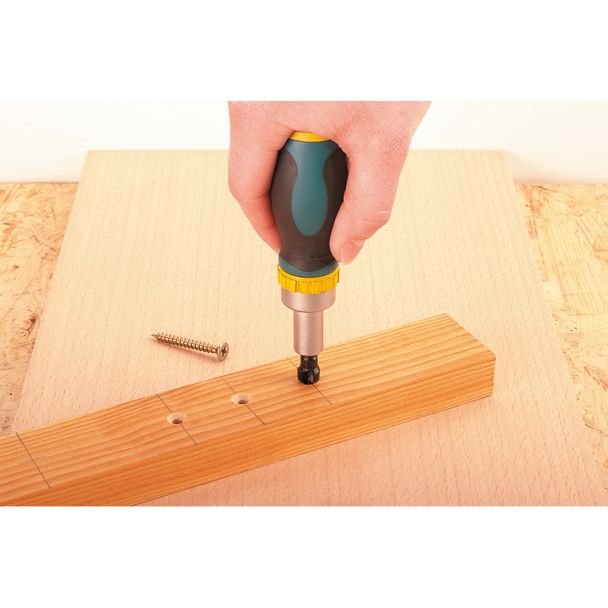 Mini-surubelnita clichet + 5biti Wolfcraft 1237000, lungime surubelnita 116 mm, 2 biti drepti: 0, 6x4, 5 mm, 1, 0x5, 5 mm, 3 biti PH: 1 - 2 - 3