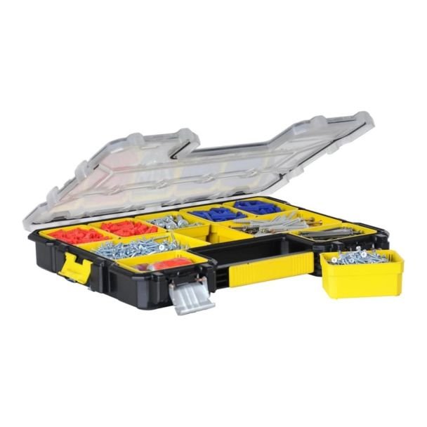 Organizator profesional pentru accesorii Stanley 1-97-517, 405 x 300 x 55 mm, 10 compartimente, inchizatori metalice, max 5.5 kg