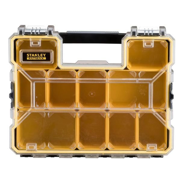 Organizator profesional pentru accesorii Stanley 1-97-518, 432 x 330 x 109 mm, 10 compartimente, inchizatori metalice, max 8 kg