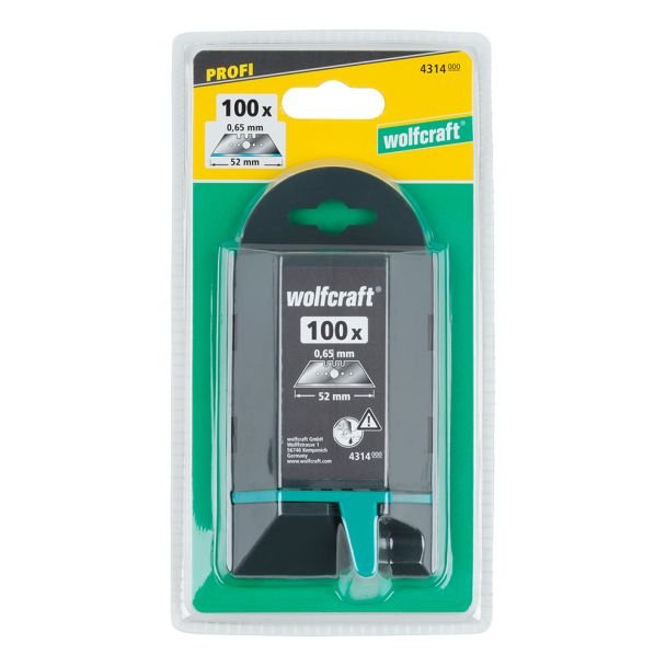 Set 100 lame trapezoidale Wolfcraft 4314000, profi inaltimea lamei 52 mm, grosimea lamei 0, 65 mm