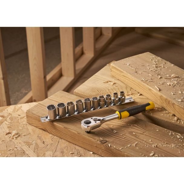 Set cheie cu clichet Stanley STMT82670-0, 3/8", 10 chei tubulare 8-17 mm
