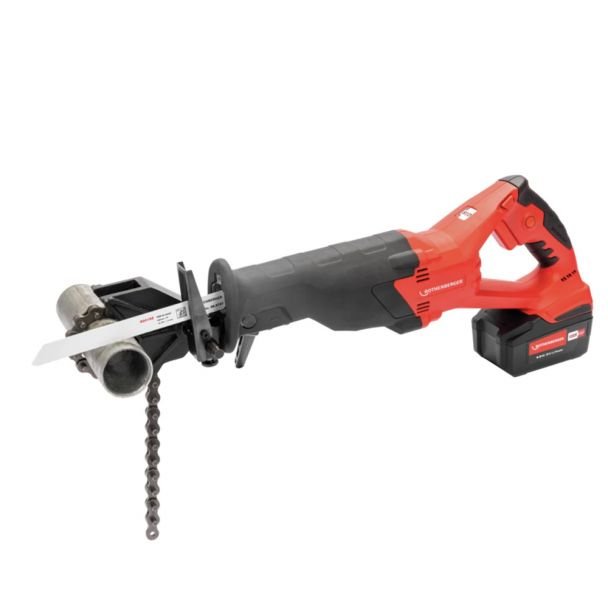 Set fierastrau sabie cu menghina pentru tevi Rothenberger ROTIGER CL, cursa 32 mm, cu acumulator 18V / 4.0Ah