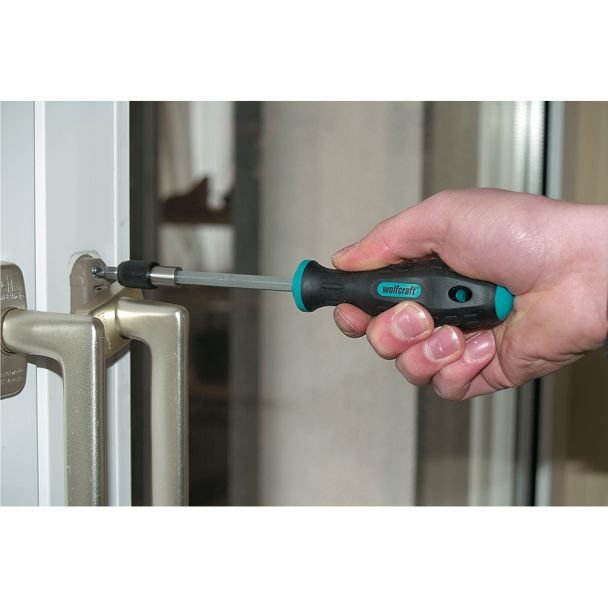 Surubelnita de mana pentru biti (1/4") Wolfcraft 8725000, magnetic, maner ergonomic, bicomponent, lungime 197 mm