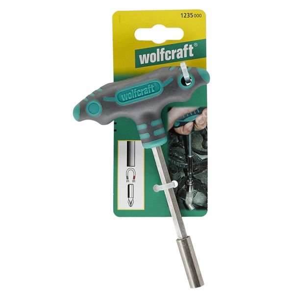 Surubelnita-T pentru biti (1/4"`) Wolfcraft 1235000, magnetic, maner ergonomic, lungime 152 mm