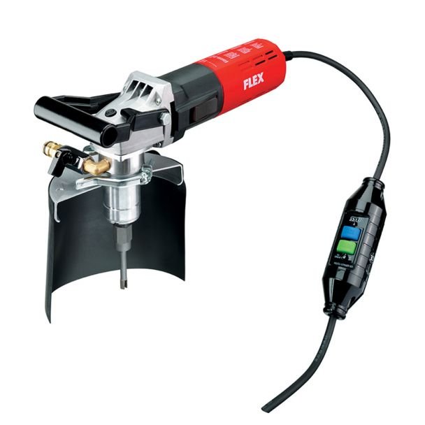 Fraze-cheie Bricolandomașină de carotat cu alimentare cu apă integrată; mașină de găurit gresie și faianță; echipament profesional pentru găurire umedă; Flex BHW 1549 VR 1200 W; mașină de carotat cu control electronic al vitezei