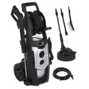 Aparat de spălat cu apă rece sub presiune Powerplus POWXG90425, 2500 W, 195 bar, tambur, kit terasă și kit țevi