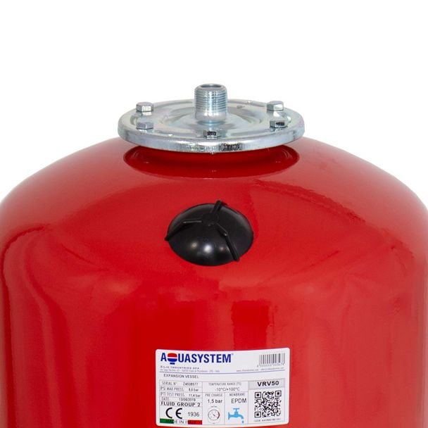 Aquasystem, Aquasystem VRV50 | Vas de expansiune vertical cu suport | 50 L | Presiune maximă 8 bari | Pentru instalații de apă caldă