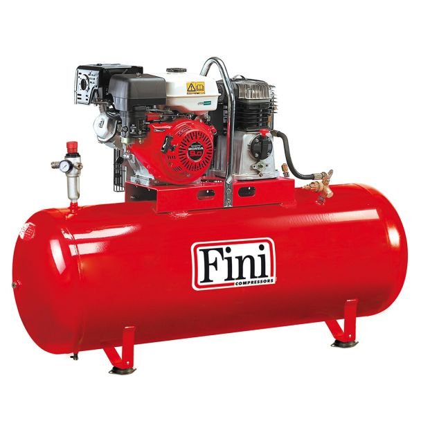 Compresor aer cu ulei Fini MK113-200F-9S | Motor Honda pe benzină 6.7 kW | 10 bar, 556 l/min | Butelie 200 L, utilizare industrială | Ideal pentru ateliere și construcții