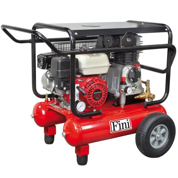 Compresor de aer cu ulei Fini WARRIOR MK113-5.5S EU HONDA — motor termic pe benzină, 2 cilindri, o treaptă de compresie, 4 kW, 10 bar, 500 l/min, butelie 20 L