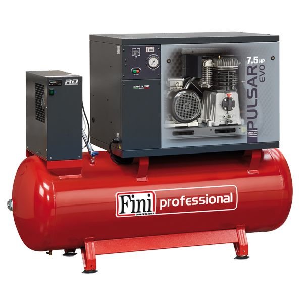Compresor de aer silentios Fini Pulsar Evo BK119-500-7,5-SD-ES | 500 l | 5.5 kW | 10 bar, 840 l/min | cu uscător integrat pentru ateliere profesionale