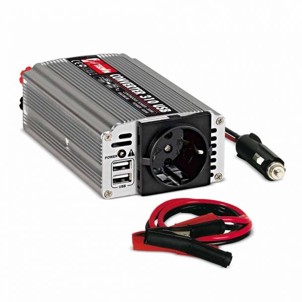Convertor 12V→230V Telwin CONVERTER310USB | Putere maximă 600 W | Ieșire USB pentru încărcare | Protecții suprasarcină și scurtcircuit | Compact, ideal auto și camping