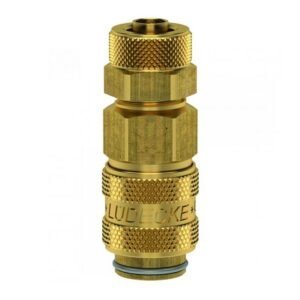 Cuplă rapidă mini mamă Ludecke ESM_6_TQAB - DN 5 - piuliță - furtun 6x8 mm - închidere dublă