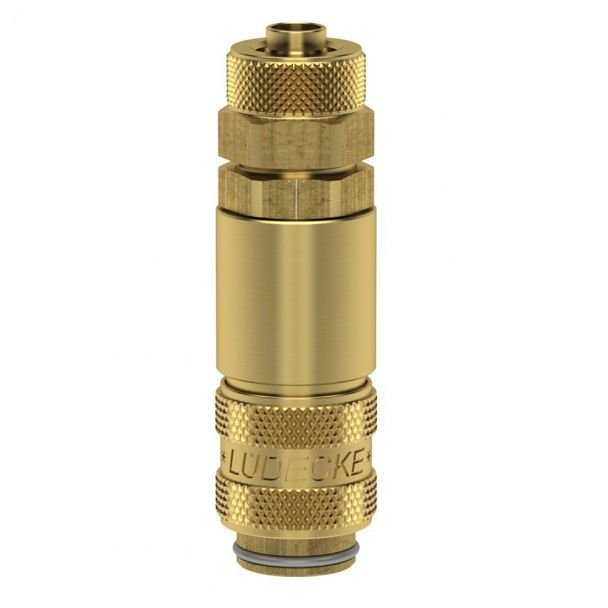 Cuplă rapidă mini mamă Ludecke ESM_6_TQDR, DN5, piuliță rotativă, pentru furtun 6x8 mm