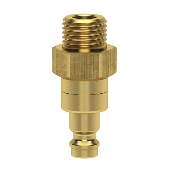 Cuplă rapidă mini tată Ludecke ESM_38_NAAB, DN 5, filet exterior G 3/8", închidere dublă