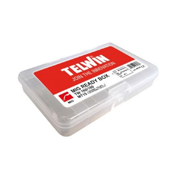 Cutie consumabile torță MIG-MAG MT15 Telwin 804168 | Pentru torțe MT15 MIG-MAG | Duze, piese de contact și role consumabile | Carcasă robustă pentru organizare portabilă |...