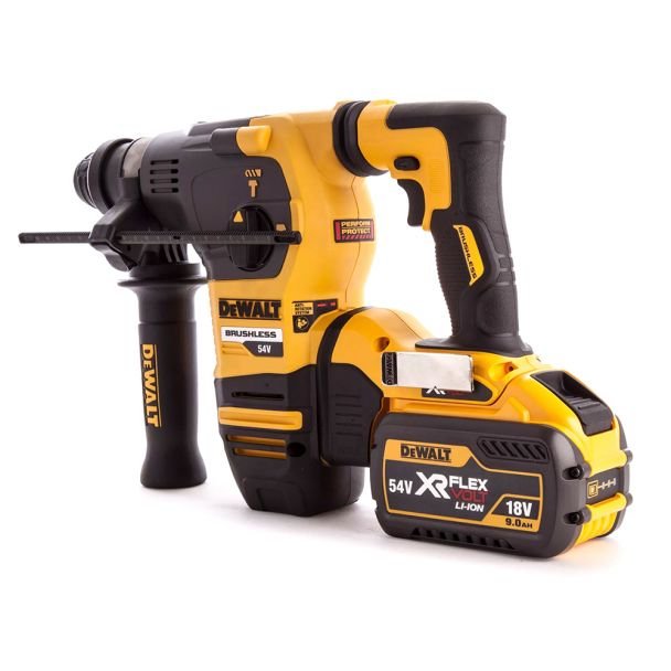 DeWalt, Ciocan rotopercutor DeWalt DCH333X2 SDS‑Plus cu 2 acumulatori XR FlexVolt 54 V/9.0 Ah, energie percuție 3.5 J, Ø găurire 30 mm, fără fir, profesional