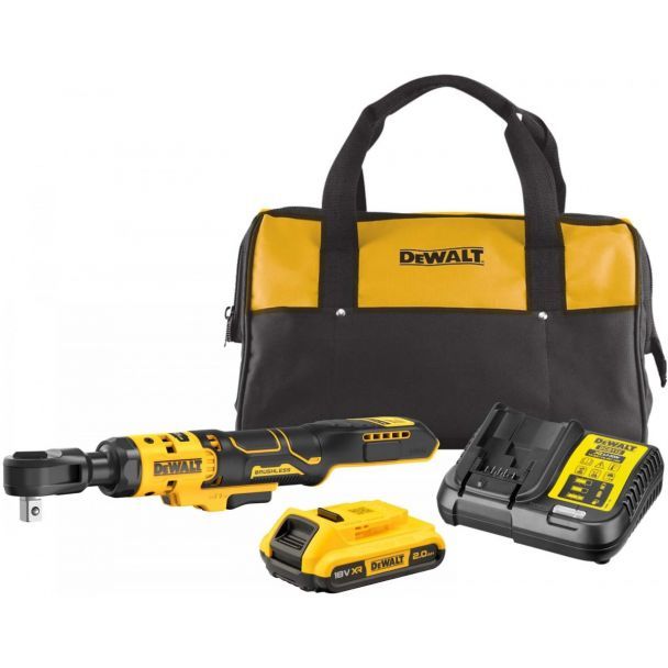DeWalt DCF512D1 — Mașină de înșurubat unghiulară pătrat 1/2" 95 Nm, 18V XR 2.0 Ah, încărcător și geantă textilă