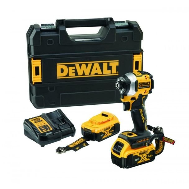 Dewalt DCF850P2LRT – Mașină compactă de înșurubat cu impact 205 Nm, 2x Acumulatori XR 18V 5.0Ah Lanyard Ready + Încărcător în valiză TSTAK