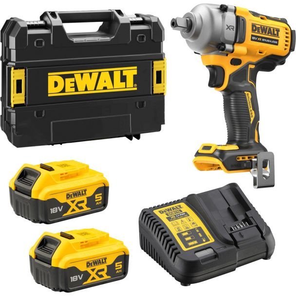 DeWalt DCF892P2T Mașină de înșurubat cu impact pătrat 1/2" – cuplu max. 812 Nm, 2x acumulatori 18V XR 5.0Ah + încărcător în valiză de transport