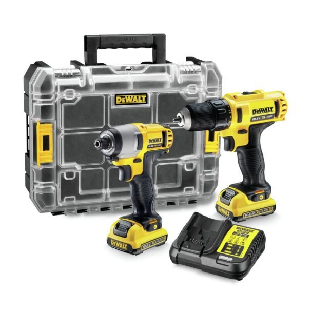 DeWalt DCK211D2T – Set combo 2 scule: mașină de găurit/înșurubat DCD710, mașină de înșurubat cu impact DCF815, 2x2 Ah acumulatori, încărcător, valiză TSTAK