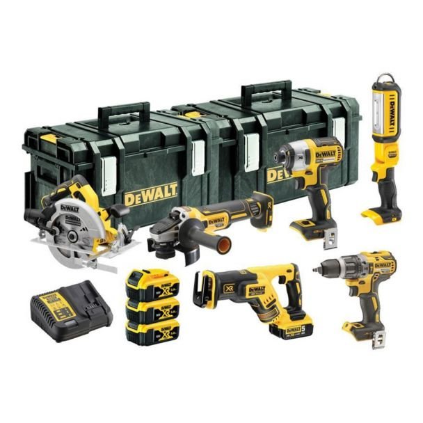 DeWalt DCK623P3 – Set combo 6 scule 18 V Li-Ion, 3 acumulatori, încărcător, 2x ToughSystem DS300