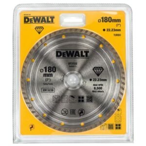 DeWalt, Disc diamantat DeWalt DT3722, 180x22.23x2.4 mm, tăieri rapide și curate în zidărie, beton și țiglă