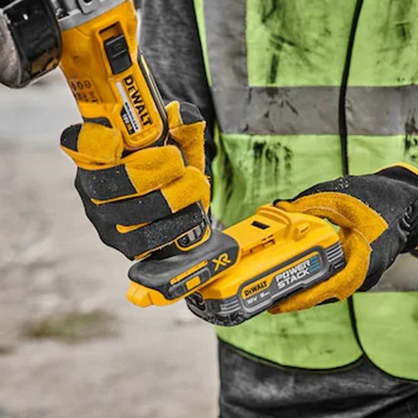DeWalt, Polizor unghiular DeWalt DCG405H2T, 125 mm, cu 2 acumulatori POWERSTACK 18 V/5.0 Ah, încărcător și valiză de transport