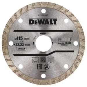 Disc diamantat DeWalt DT3702 115×22.23×2.1 mm – tăiere în zidărie, beton și țiglă