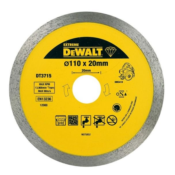 Disc diamantat, DeWalt DT3715, D 110x20x1.6 mm, granit și marmură, seria Extreme