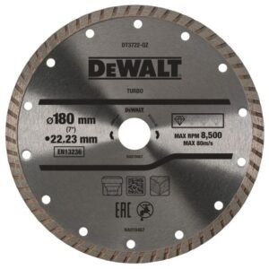 Disc diamantat DeWalt DT3722, 180x22.23x2.4 mm, tăieri rapide și curate în zidărie, beton și țiglă