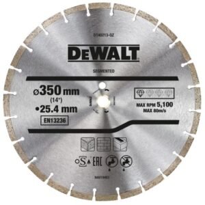Disc diamantat segmentat DeWalt DT40213 350x25,4 mm pentru piatră și beton