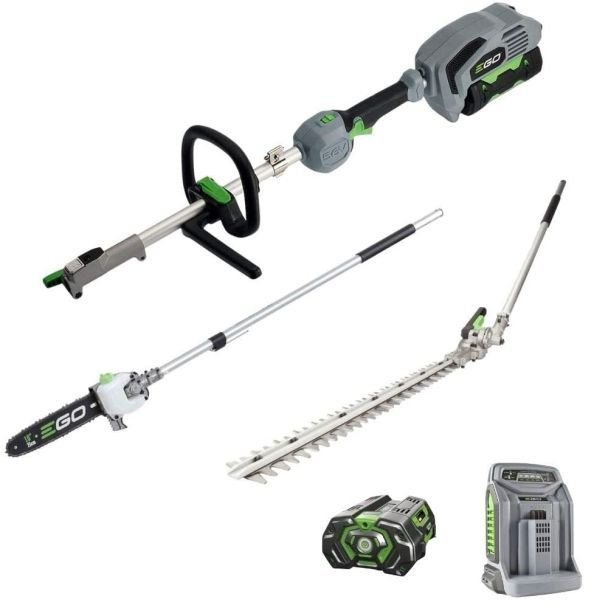 Ego Professional MHCC1002 E – set multifuncțional: ansamblu motor, emondor, lamă gard viu 51 cm, încărcător rapid și acumulator Li‑Ion 2.5 Ah
