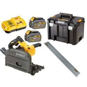 Fierăstrău circular DeWalt DCS520T2R 54V Li-Ion XR 6.0 Ah, ghidaj, valiză TSTAK, șină de ghidare