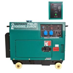 Generator curent diesel Greenfield LDG6500S EUROV PLUS — staționar, monofazat 5.5 kVA, carcasă insonorizantă, automatizare trifazată