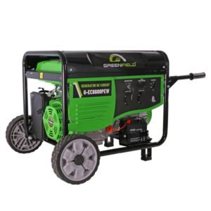 Generator de curent pe benzină Greenfield G-EC6600PEW, 5.5 kVA, monofazat, pornire electrică, portabil cu roți
