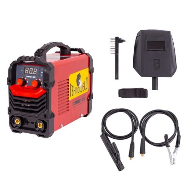 Invertor sudură MMA Tehnoweld COMPACT-145T, 140 A – electrozi 1.6–3.2 mm, accesorii incluse, compact și portabil