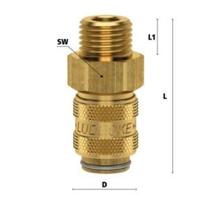 Ludecke, Cuplă rapidă mini mamă Ludecke ESM_18_A, DN 5, filet exterior G 1/8