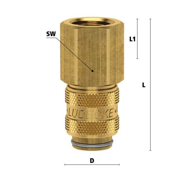 Ludecke, Cuplă rapidă mini mamă Ludecke ESM_38_I, DN 5, filet interior G 3/8