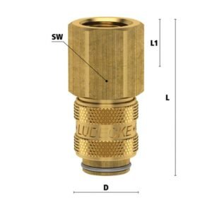 Ludecke, Cuplă rapidă mini mamă Ludecke ESM_38_IAB, DN 5, filet interior G 3/8", închidere dublă