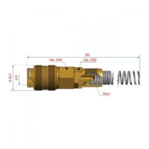 Ludecke, Cuplă rapidă mini mamă Ludecke ESM_4_TQF DN5, piuliță + arc, pentru furtun 4x6 mm