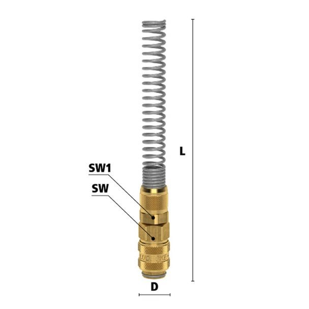 Ludecke, Cuplă rapidă mini mamă Ludecke ESM_6_TQF, DN5, piuliță și arc, pentru furtun 6x8 mm